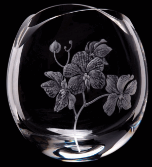 DARTINGTON CRYSTAL KEW GARDENS FLORA ORCHID VASE